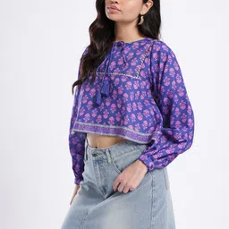fusion by glitchez Indie Floral Printed Crop Top image 4