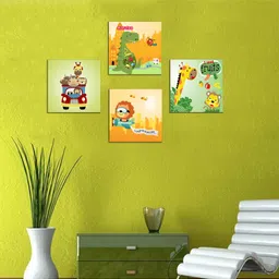 WENS Cute Cartoon Sparkle Laminated Wall Panels Set of 4 - Yellow image 4