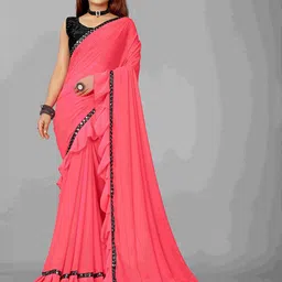 Flip The Style Sequinned Pure Georgette Saree-image-52