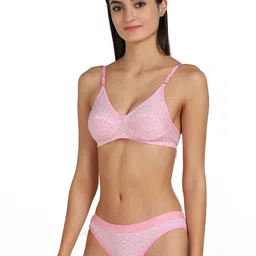 samvar Women Pink,Yellow Cotton Bra Panty Set for Lingerie Set Undergarments Pack of 2-picture-10