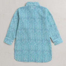 The Magic Wand Boys Leheriya Printed Shirt Collar Pure Cotton Straight Kurta With Pyjamas image 3