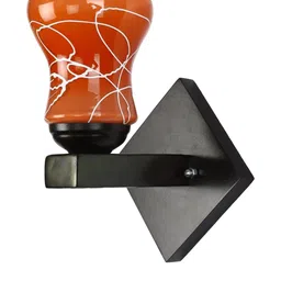 1ST TIME Set Of 2 Orange & White Glass Textured Cylinder Shaped Decorative Wall Lamp image 2