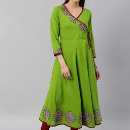IKRASS Women Quirky Yoke Design Patchwork Anarkali Kurta-image-41