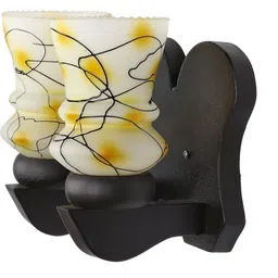 1ST TIME White & Brown Printed Wood Abstract Shaped Shaped Wall Lamp image 2