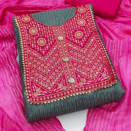 Maroosh Floral Embroidered Sequined Chanderi Cotton Unstitched Dress Material-picture-40