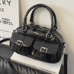 Outzidr Women Solid Structured Buckle Detail-image-2