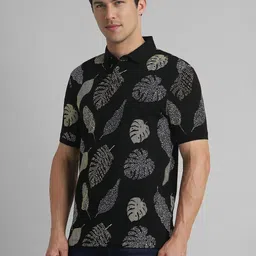 SIMON CARTER LONDON Men Floral Printed Polo Collar Cotton Slim Fit T-Shirt image 3
