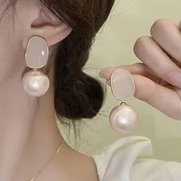 BEYTER Sterling Silver Artificial Stone Studded Oval Shaped Drop Earring image 3