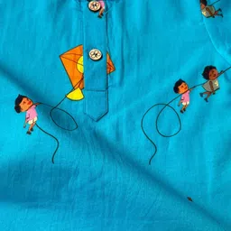 Bhaakur Kids Printed Round Neck Long Sleeves Organic Cotton Kurta And Pyjamas image 3