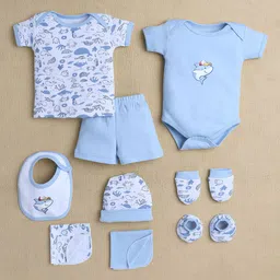 BUMZEE Infant Boys 8 Pcs Pure Cotton Baby Apparel Gift Set-picture-25