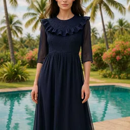 dressberry Lace Yoke Ruffled Maxi Dress image 3