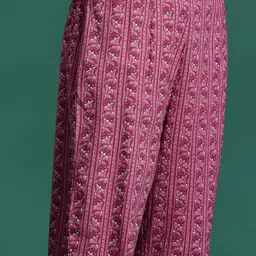 Indo Era Women Ethnic Motifs Printed Regular Thread Work Pure Cotton Kurta with Trousers image 3