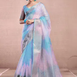 SANISA Tie and Dye Zari Organza Saree-picture-31