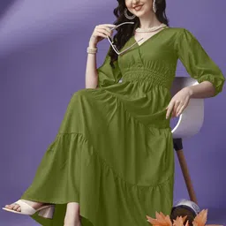 Raiyani Fashion Tiered V-Neck Fit & Flare Maxi Dress-picture-11