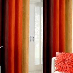 BELLA TRUE Orange & Green 2 Pieces Striped Long Door Curtains-picture-38