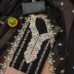 rangtulika ethnics Rangtulika Floral Embroidered Zari Unstitched Dress Material-picture-34