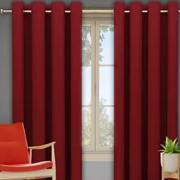 DREAM CARE Maroon 2 Pieces Black Out Door Curtains-image-50