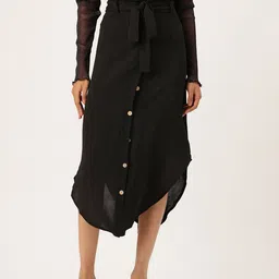 bebe All Day Belted Waist Curved Hem Midi Straight Skirt image 4