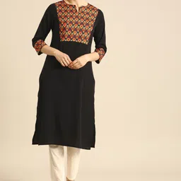 Anouk Women Black & Red Ethnic Motifs Yoke Design Kurta image 3