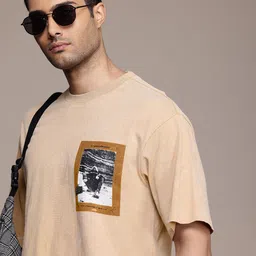 The Roadster Life Co. Printed Drop-Shoulder Sleeves Relaxed Fit Pure Cotton T-shirt-image-47