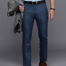 Raymond Men Solid Slim Fit Flat Front Formal Trousers-picture-29