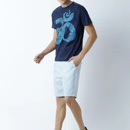Huetrap Men Navy Blue Printed Round Neck T-shirt-picture-16