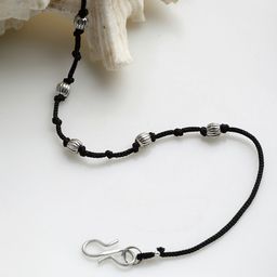 PANASH Oxidized Silver-Plated Handcrafted Thread Anklet-picture-4