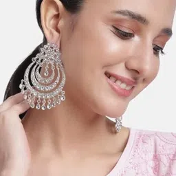 I Jewels Silver-Plated Contemporary Chandbalis Earrings-picture-22