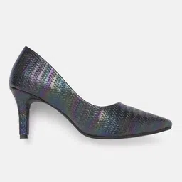 ELLE Black Basketweave Textured Pumps image 5