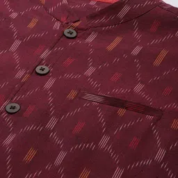 Fabindia Men Maroon & White Woven Design Nehru Jacket image 2