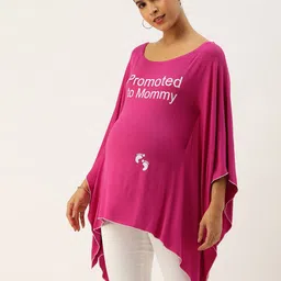 Blush 9 Maternity Print Kimono Sleeve Cotton Kaftan Longline Top image 4