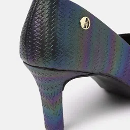 ELLE Black Basketweave Textured Pumps image 2