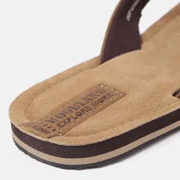 Woodland Men Camel Brown Textured Leather Comfort Sandals image 2