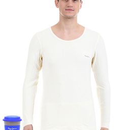 Pepe Jeans Men Off-White Solid Acrylic Thermal Top-picture-44