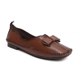 Zoom Shoes Women Brown Genuine Leather Loafers-image-12