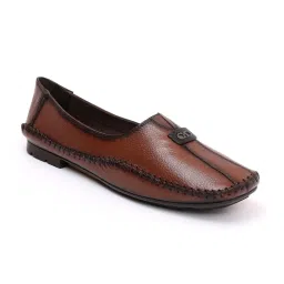 Zoom Shoes Women Brown Genuine Leather Loafers-image-11