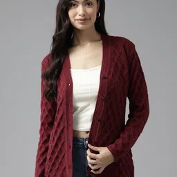 Cayman Women Cable Knit Woollen Cardigan-picture-20