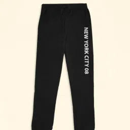 Pantaloons Junior Kids Black Cotton Printed Trackpants image 1