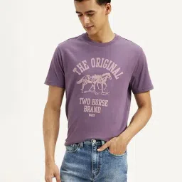 Levi's Purple Cotton Slim Fit Printed T-Shirt-image-28