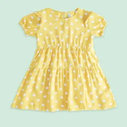 Pantaloons Junior Kids Mustard Printed Dress image 1