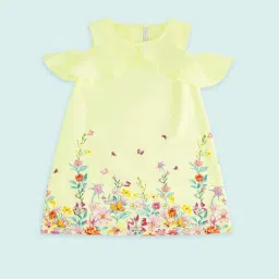 Pantaloons Junior Kids Yellow Floral Print Dress image 1