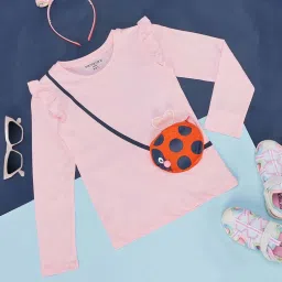 Pantaloons Junior Pink Cotton Regular Fit Full Sleeves Top image 1