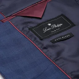 Louis Philippe Men Blue Checked Slim Fit Single-Breasted Formal Suit image 5