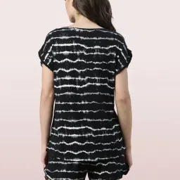 Enamor Black Striped Top With Shorts image 2