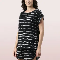Enamor Black Striped Top With Shorts image 3
