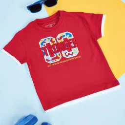 Pantaloons Baby Kids Red Cotton Printed T-Shirt image 1