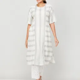 Melange by Lifestyle Beige Printed A Line Kurta image 1