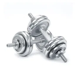 KAKSS Cast Iron Chrome Plated Dumbbells (Silver) Size - 30KG image 1