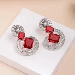 Karatcart Silver Red Earrings for Women-picture-39