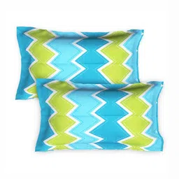 Rudra Bazaar Blue & Green Floral Cotton 210 TC Double Queen Bedsheet Set-2.75mx2.30m image 2